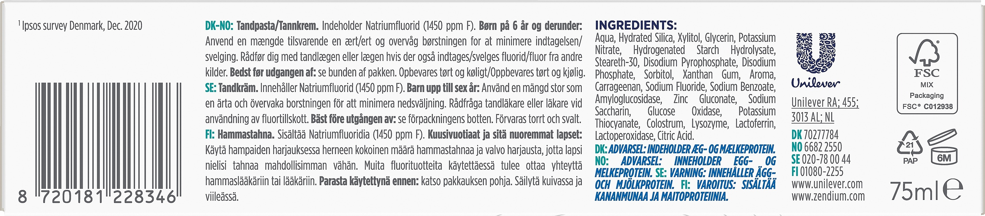 Zendium hammastahna 75ml PRO GUMS + Sensitivity