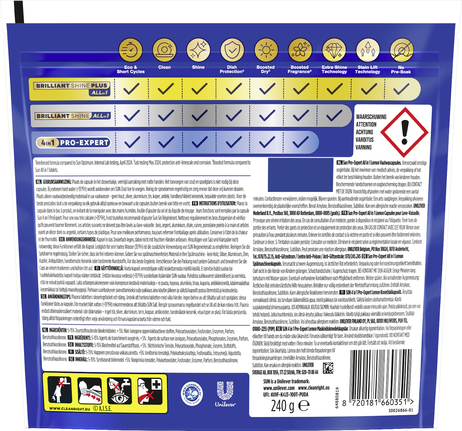 Sun 4in1 Pro-Expert Lemon konetiskitabletti 16kpl