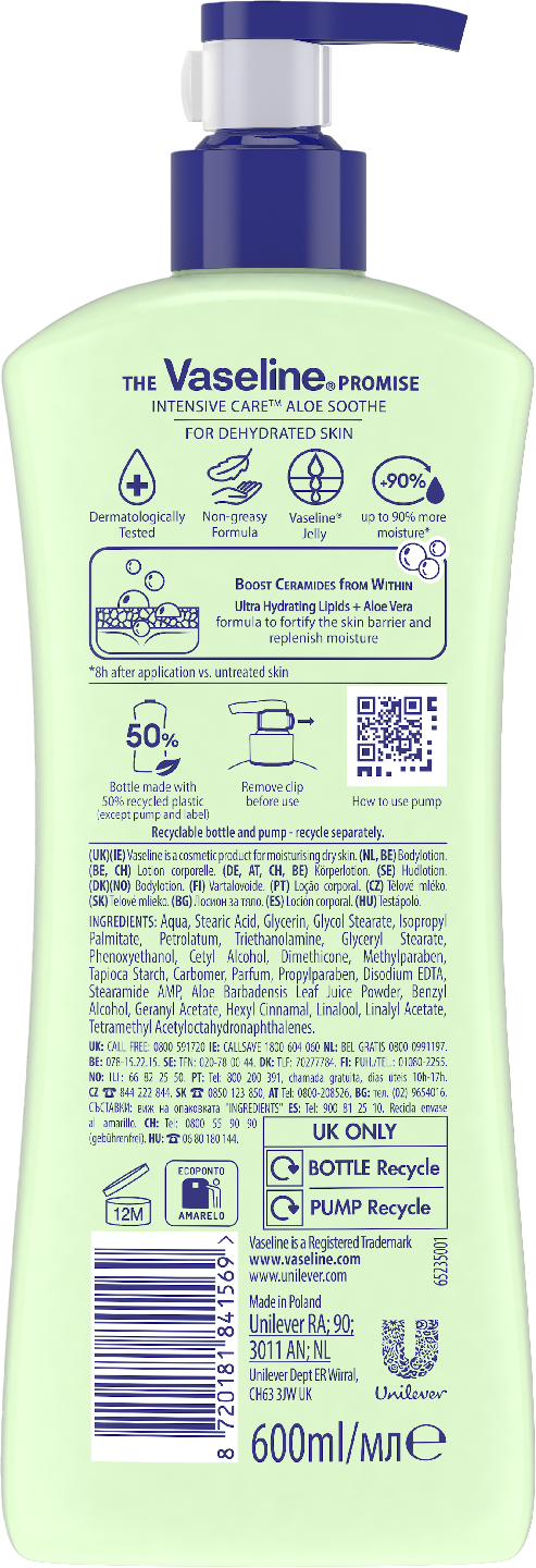 Vaseline Intensive Care Aloe Soothe vartalovoide  600 ml