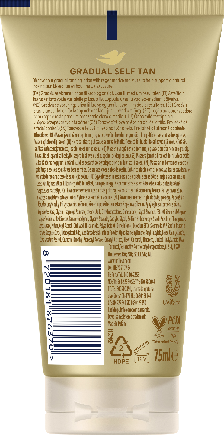 Dove Summer Revived Light to Medium itseruskettava kosteusvoide  75 ml