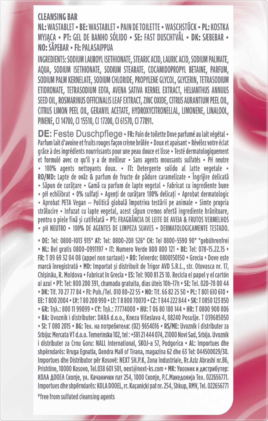 Dove Beauty Bar  Oat Milk & Berry Brulee palasaippua  141 G