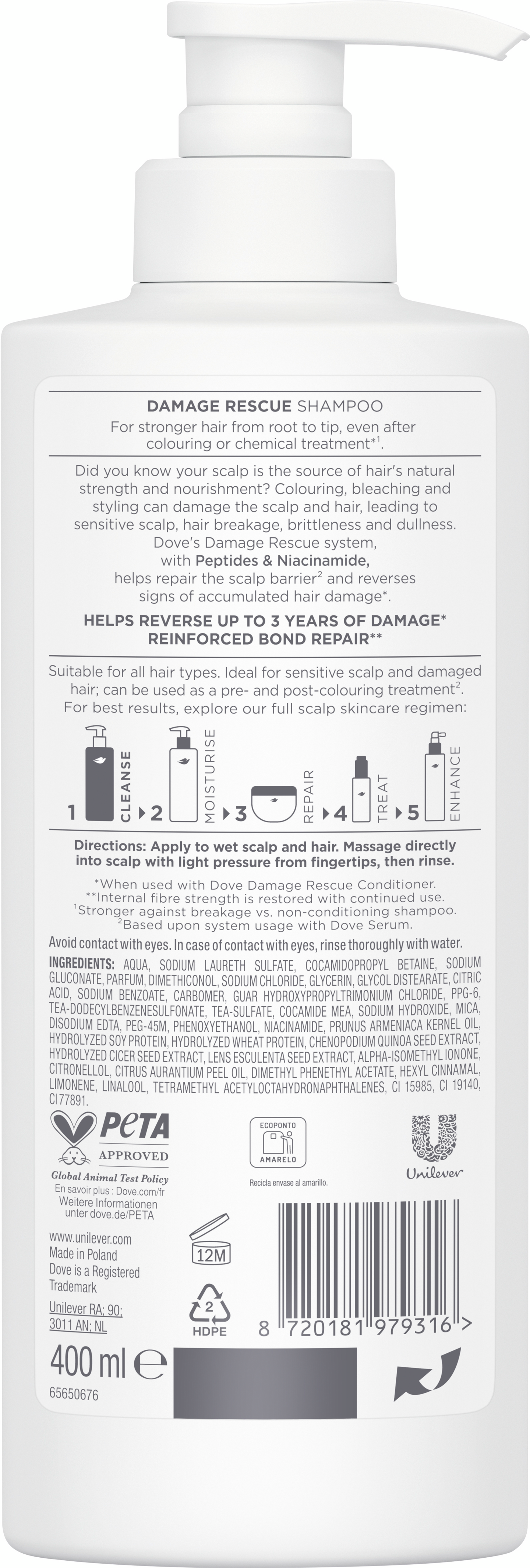 Dove Scalp + Hair Therapy Damage Rescue shampoo  400 ml