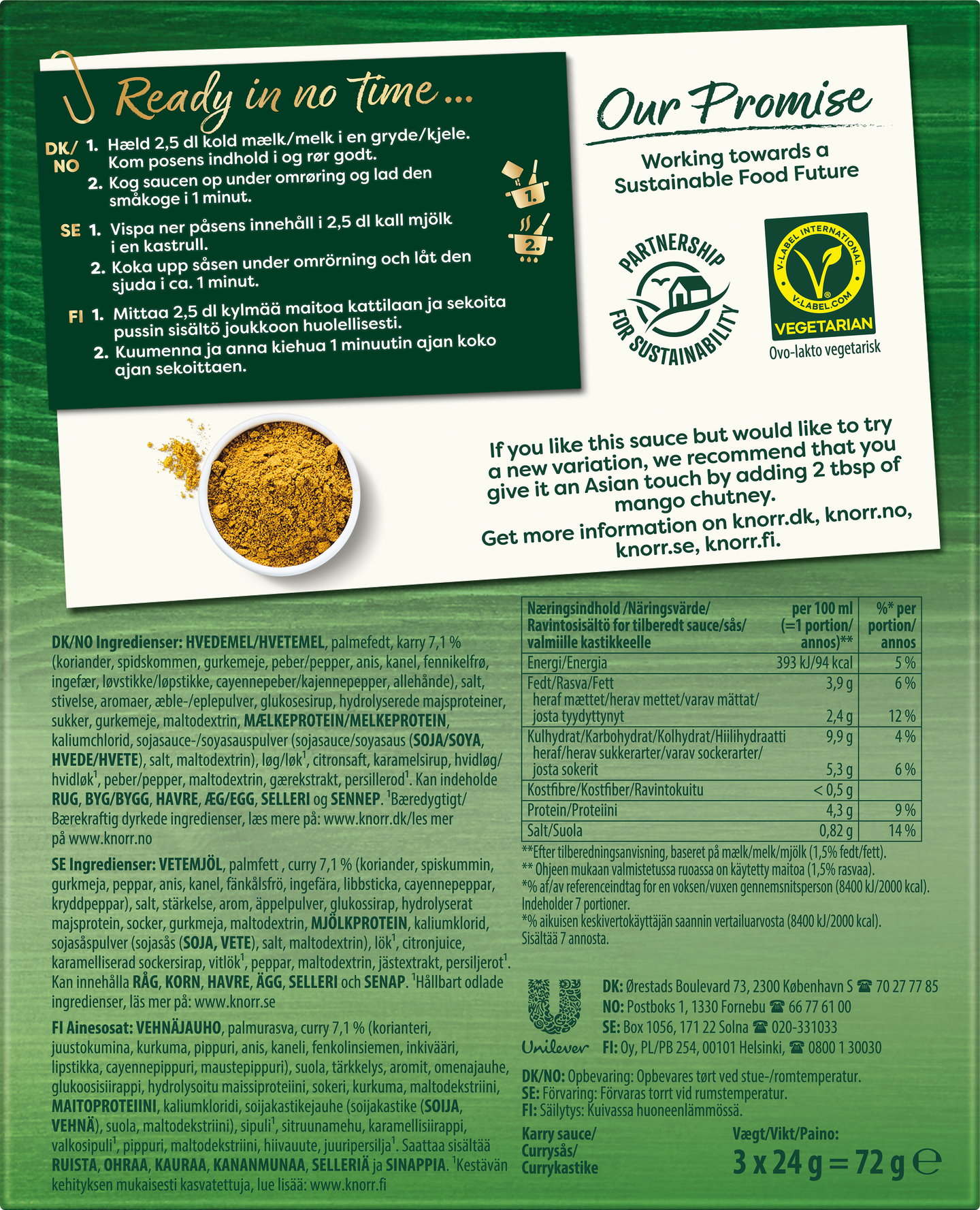 Knorr Currykastike Kastikeaines 3x24g