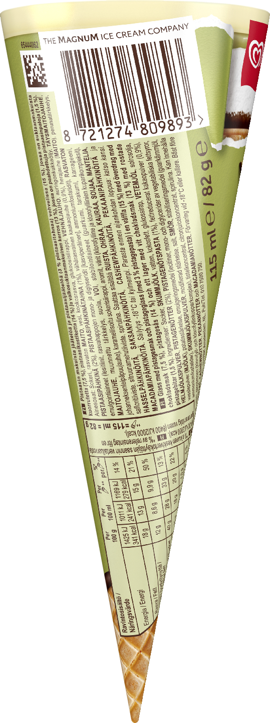 Cornetto Max pistaasi jäätelötuutti 115ml/82g