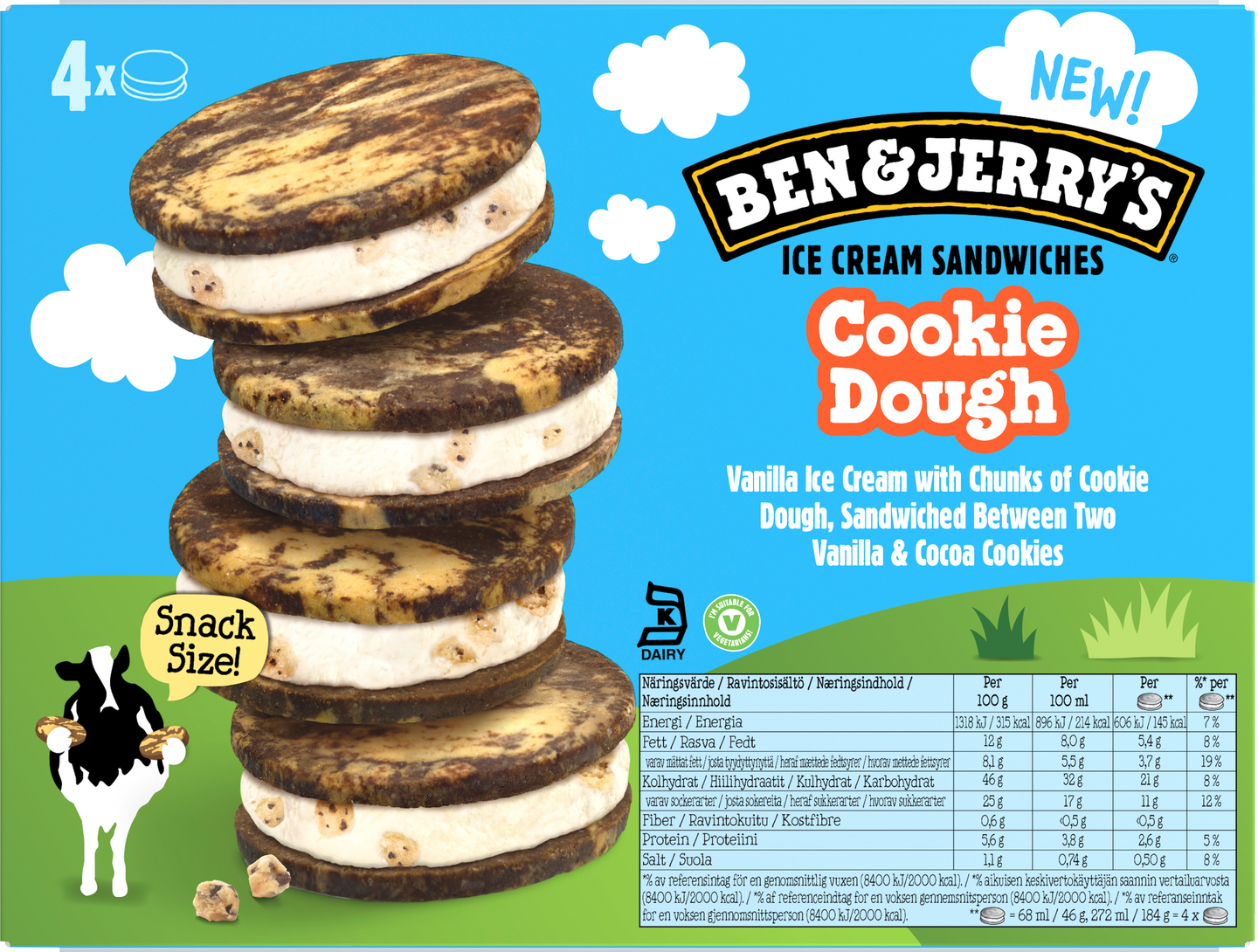 Ben&Jerry's jäätelö sandwich cookie dough 4kpl/184g