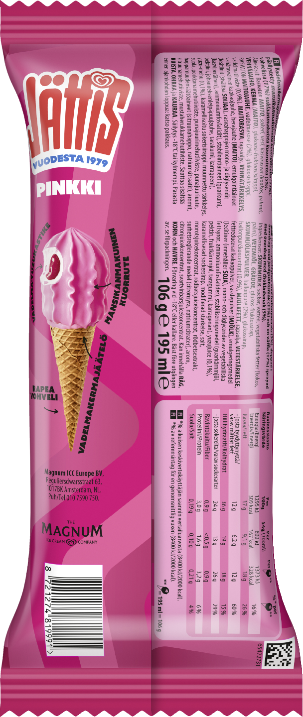 Jättis Pinkki Jäätelötuutti 195ml/106g