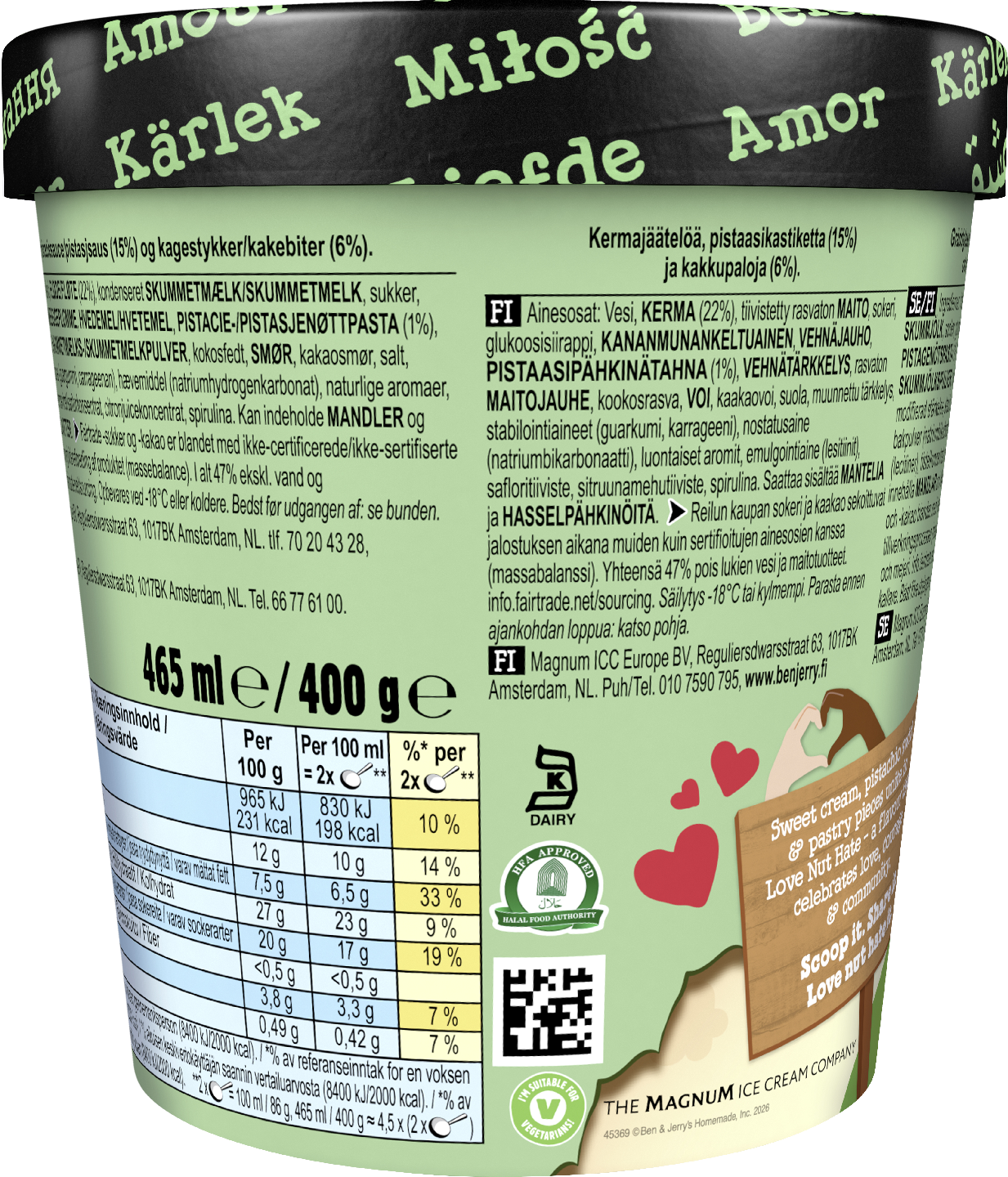 Ben & Jerry's jäätelö LOVE NUT HATE 465 ml
