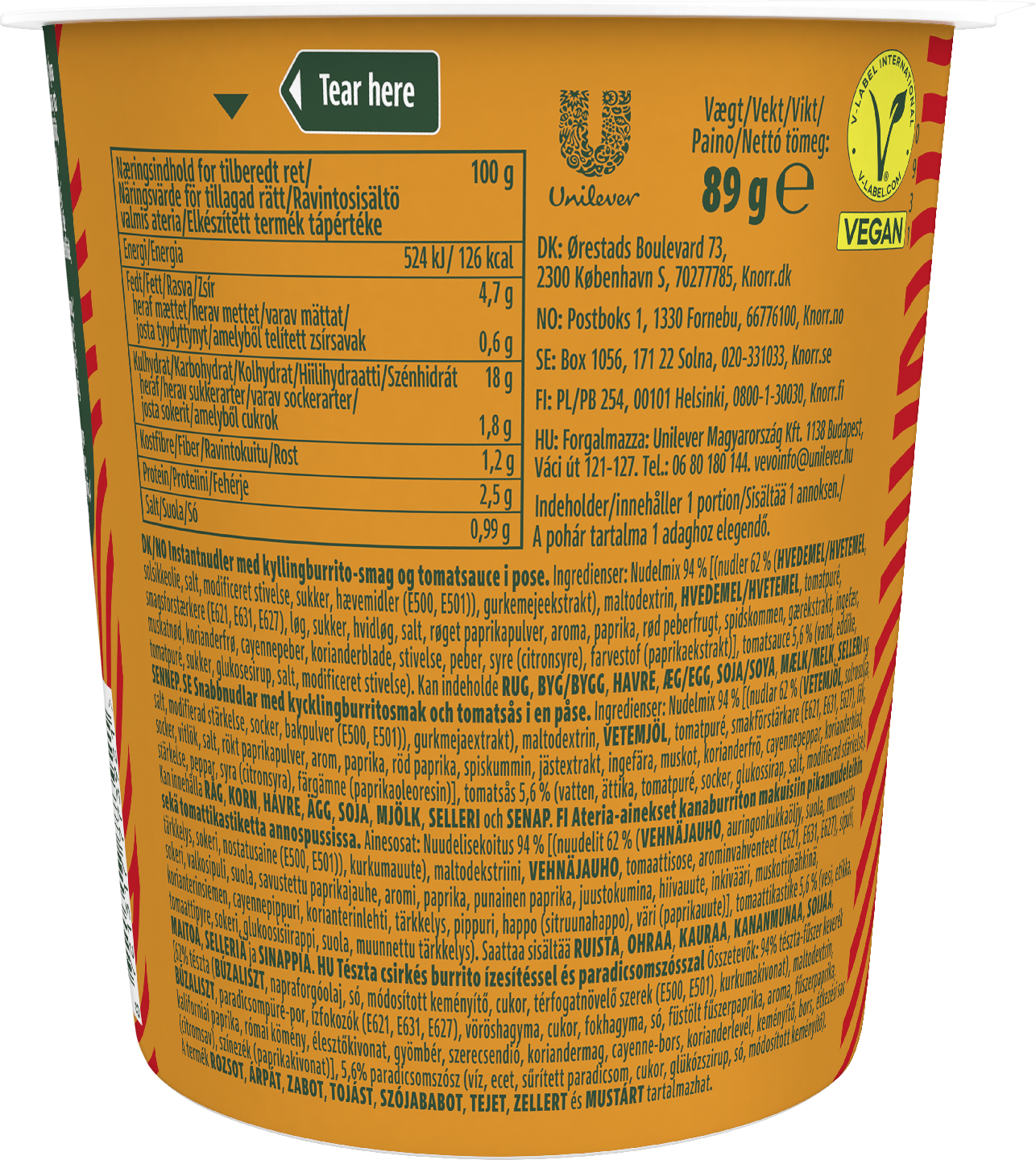 Knorr Fusion Noodles Chicken Burrito Taste 89g