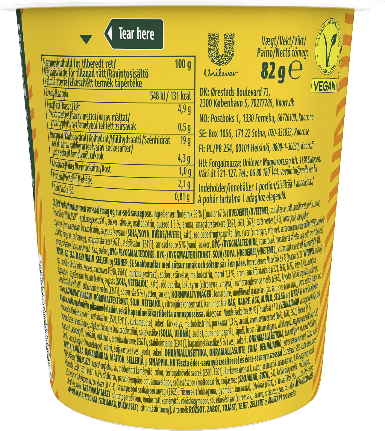Knorr Fusion Noodles Sweet Sour Taste 82g