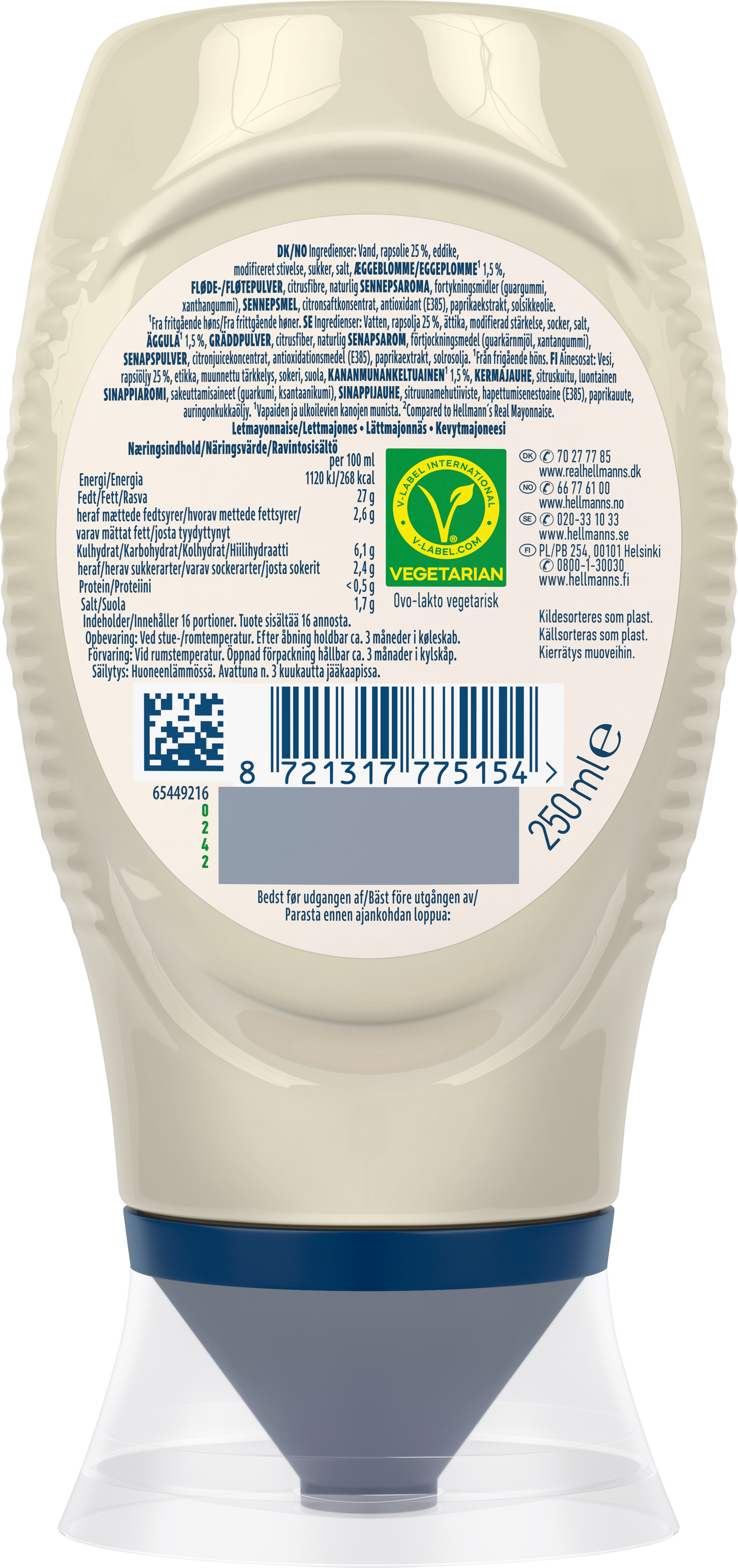 Hellmann's Kevyt Majoneesi 250 ml