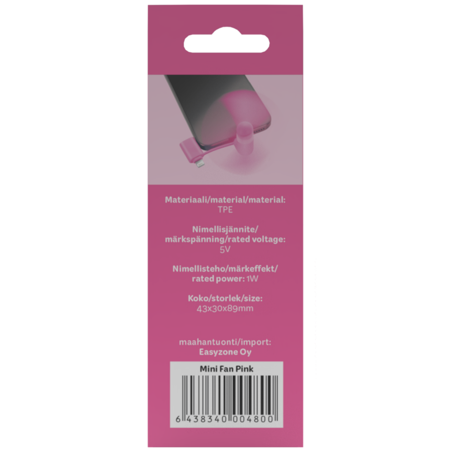 Waltter USB-minituuletin, pinkki