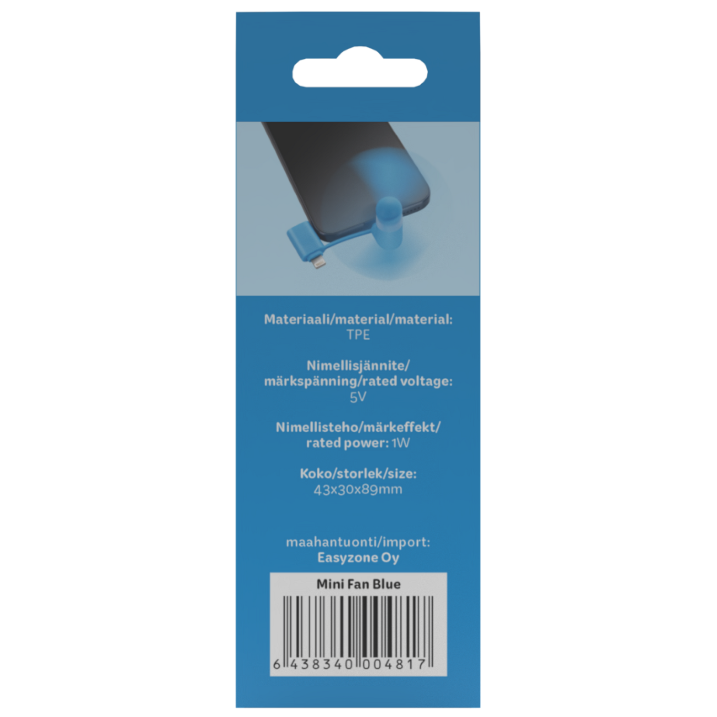 Waltter USB-minituuletin, sininen
