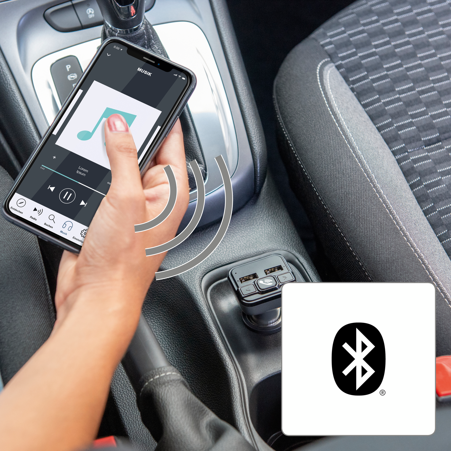 Hama Bluetooth Hands-Free -FM-lähetin / USB-A-autolaturi