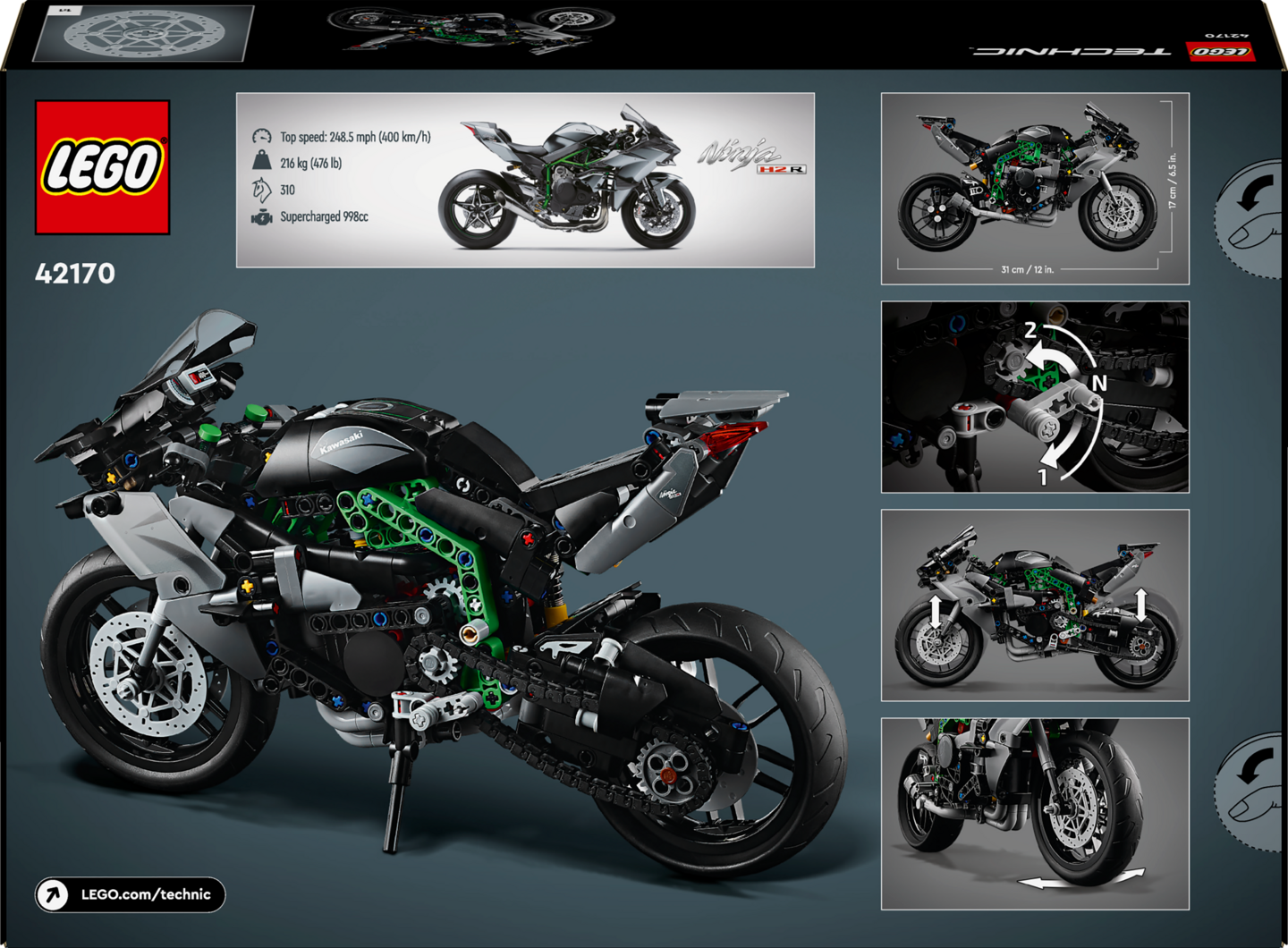 LEGO Technic 42170 Kawasaki Ninja H2R ‑moottoripyörä