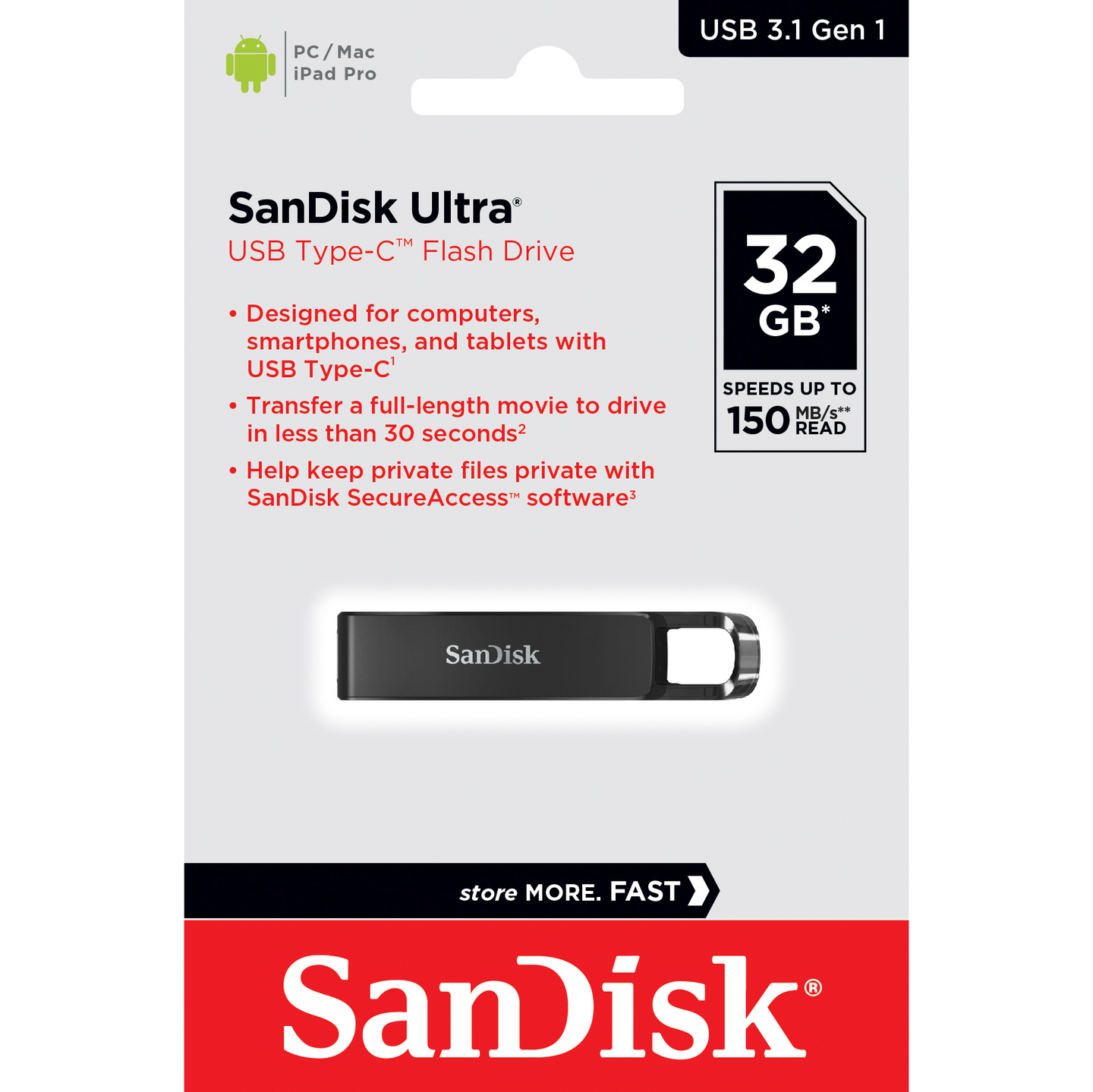 Sandisk Ultra 32 Gt USB-C 3.1 -muistitikku
