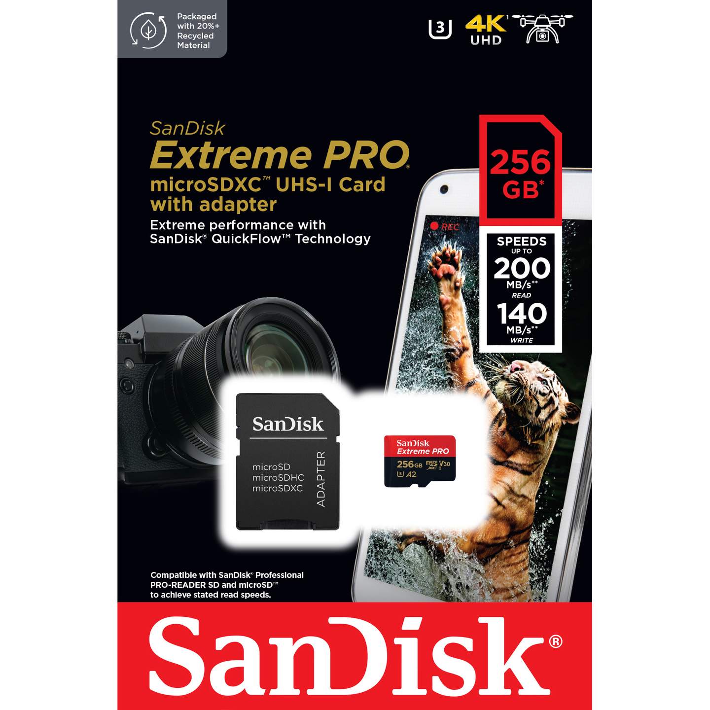 SanDisk Extreme Pro 256 Gt microSDXC UHS-I U3 -muistikortti