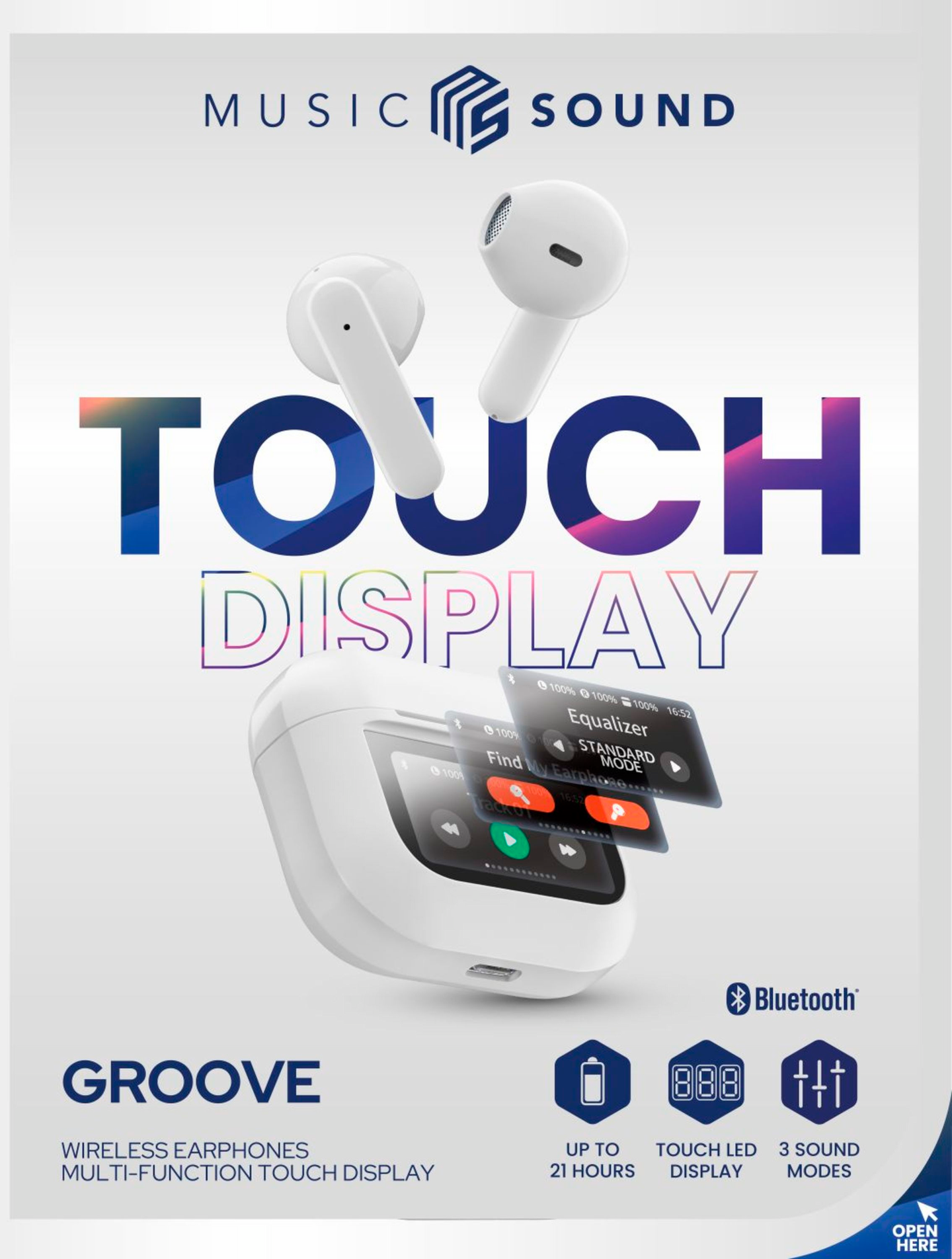 MusicSound Groove -langattomat nappikuulokkeet, valkoinen