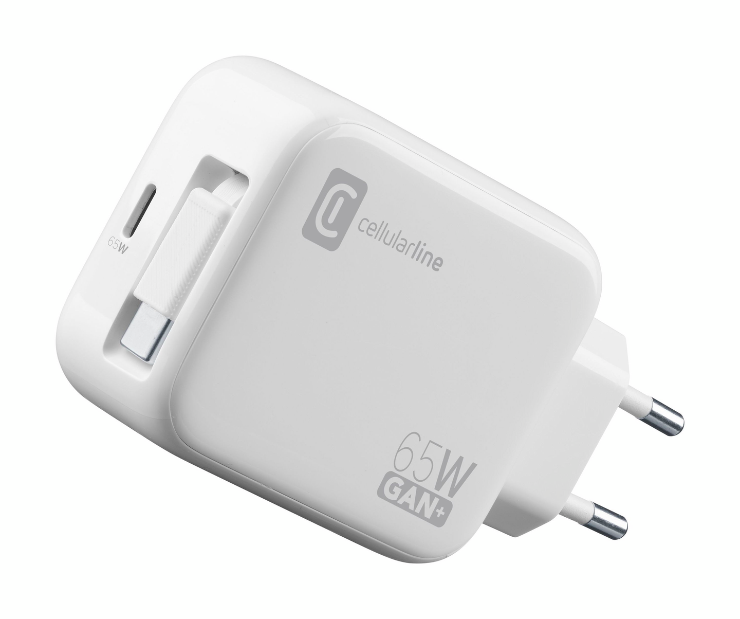 Cellularline 65W -seinälaturi kelautuvalla USB-C-kaapelilla