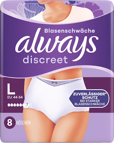 Always 8kpl Discreet Underwear Plus L inkontinenssialushousut