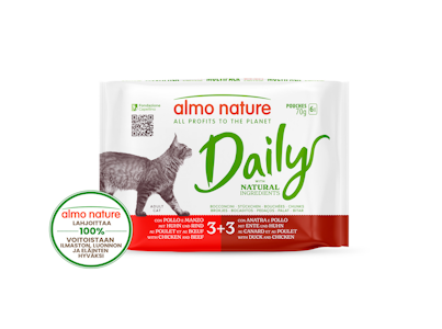 Almo Nature Daily monipakkaus kana-nauta & kana-ankka 6 x 70 g