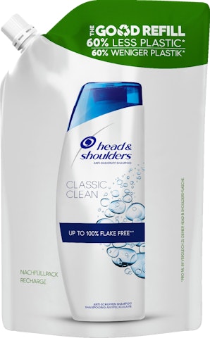 head&shoulders shampoo 480ml Classic Clean täyttöpakkaus