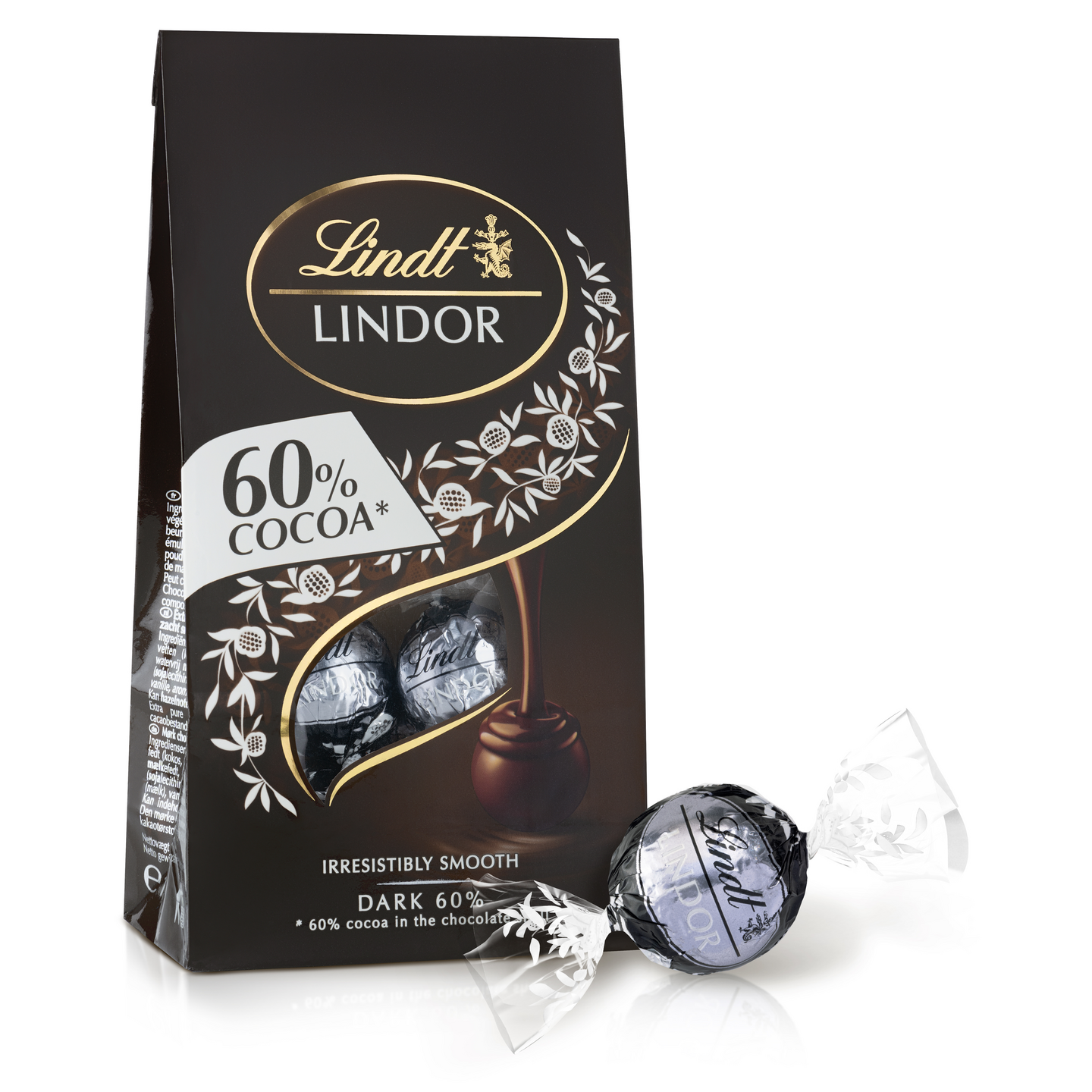 Lindt LINDOR Tumma 60% tummasuklaakonvehti täytteellä pussi 137g