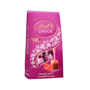 Lindt Lindor Raspberry & Cream maitosuklaakuulat täytteellä 137g