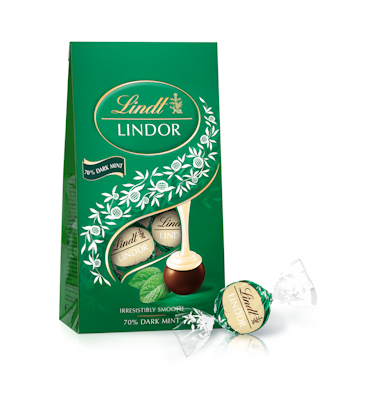 Lindt Lindor Minttu tummasuklaakuula pehmeällä minttutäytteellä 137g