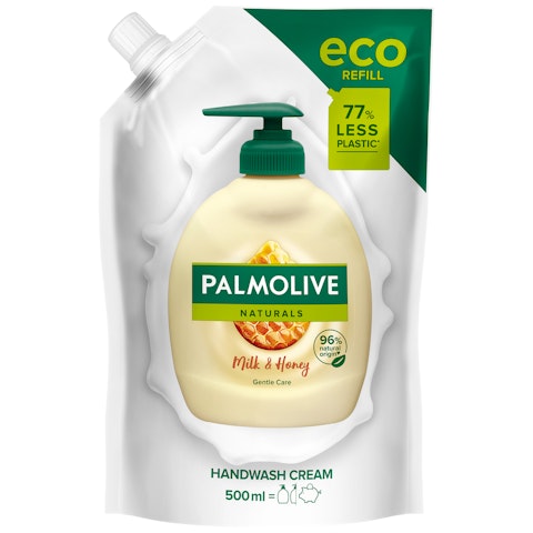 Palmolive Naturals nestesaippua 500ml Milk Honey täyttöpussi
