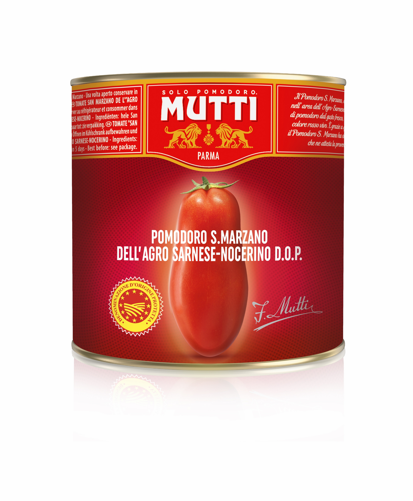 Mutti kokonaiset kuoritut San Marzano -tomaatit 2,5kg/1,625kg