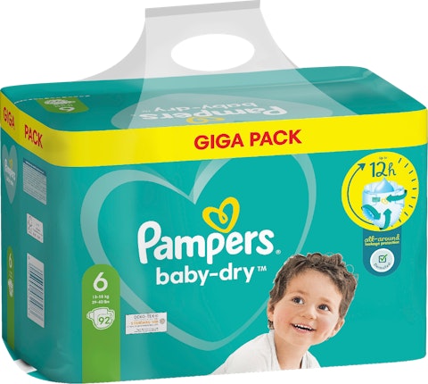 Pampers teippivaippa 92kpl Baby Dry S6 13-18kg gigapack