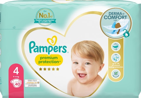 Pampers teippivaippa 40kpl Premium Protection S4 9-14kg