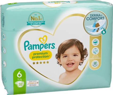 Pampers teippivaippa 32kpl Premium Protection S6 13+ kg