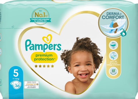 Pampers teippivaippa 36kpl Premium Protection S5 11-16kg