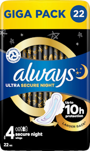 Always yöside 22kpl Ultra Secure Night wings