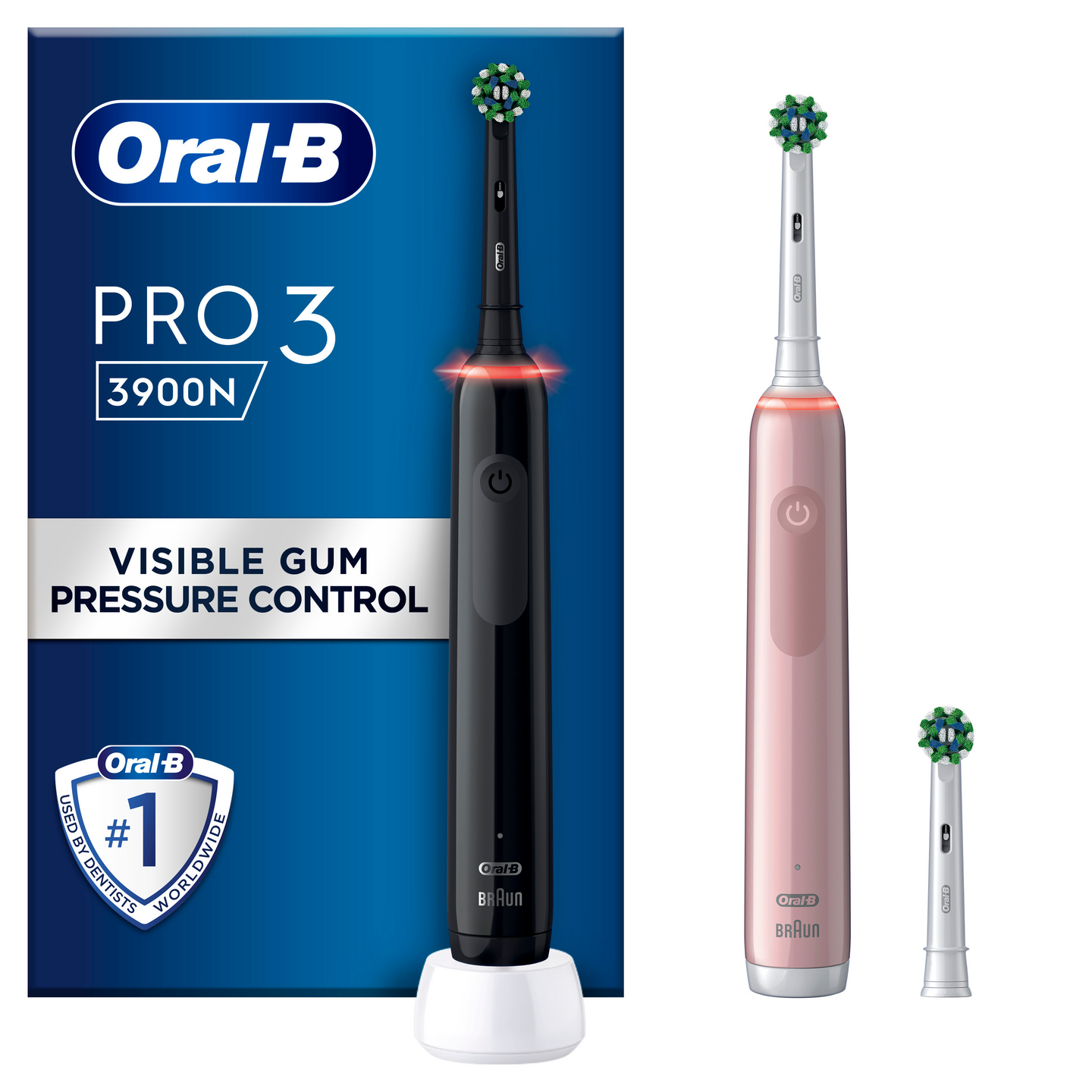 Oral-B Pro 3 3900N Duo -sähköhammasharja, 2 kpl, musta ja pinkki