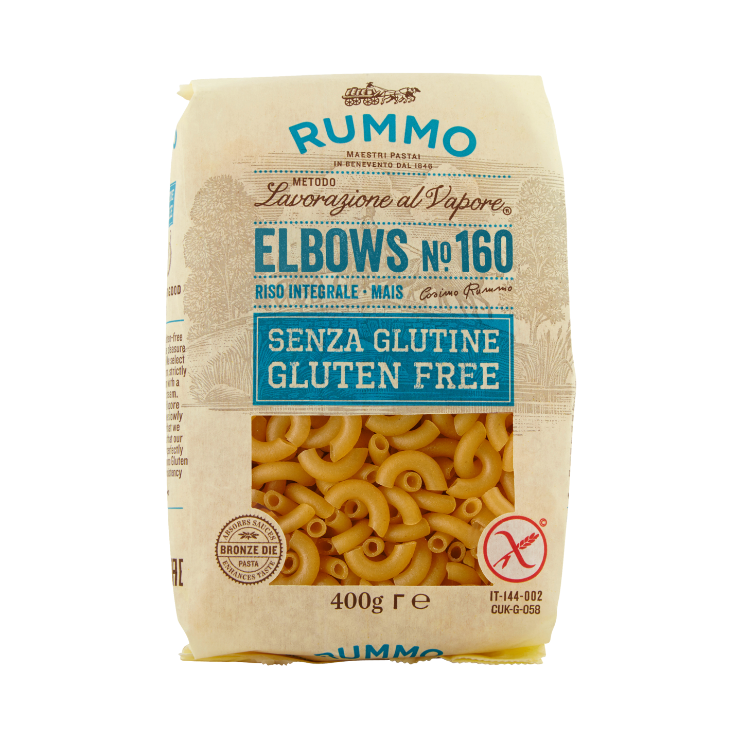 Rummo Elbows No160 Makaroni 400 g gluteeniton pasta — HoReCa-tukku Kespro