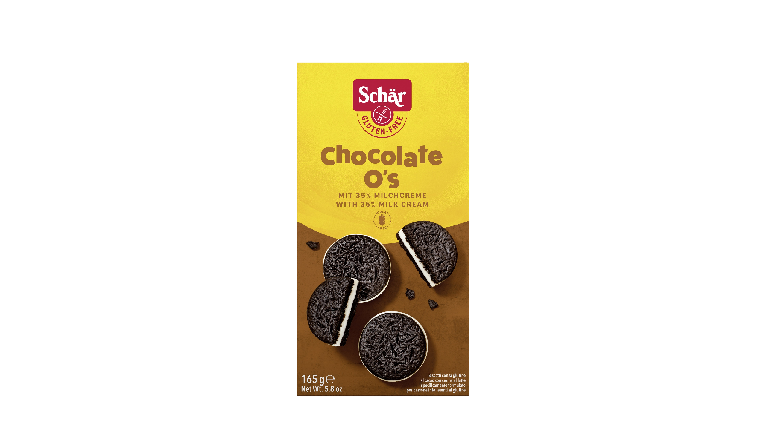 Schär Chocolate O's 165g vaniljatäytteinen suklaakeksi gluteeniton