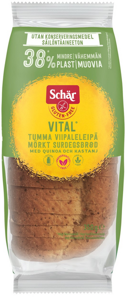 Schär Vital tumma viipaleleipä 350g gluteeniton