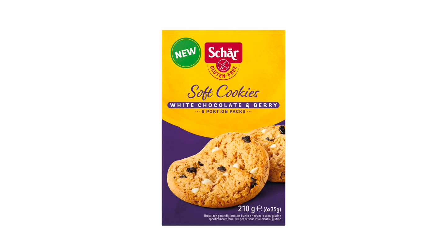 Schär Soft Cookies 210g valkosuklaa-marja gluteeniton