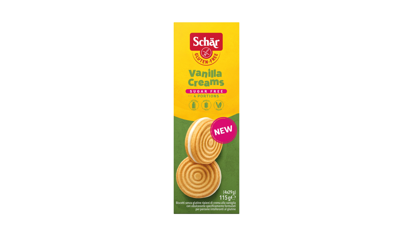 Schär Vanilla Creams 115g sokeriton gluteeniton täytekeksi