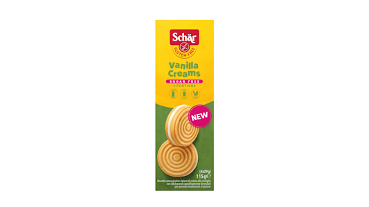 Schär Vanilla Creams 115g sokeriton gluteeniton täytekeksi