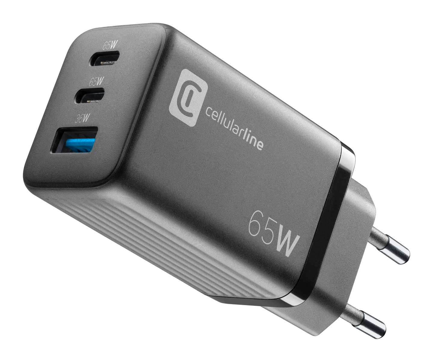 Cellularline Multipower Micro 65 W GaN 2 x USB-C + USB-A -laturi