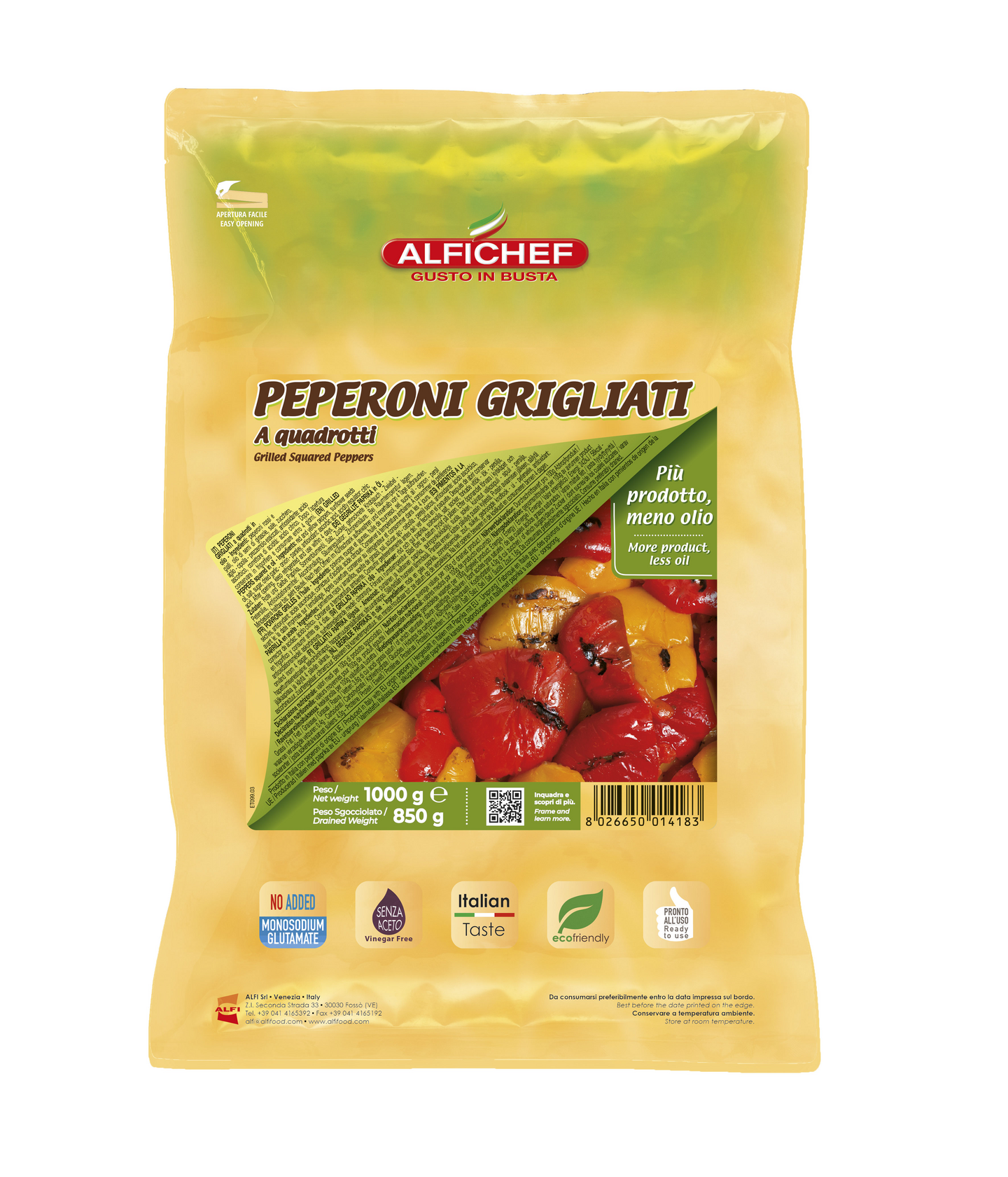 Alfichef Grillattu paprikapalasekoitus 1000g/850g säilykepussi