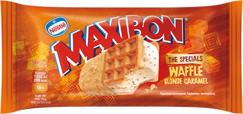 Maxibon Waffle Blonde Caramel välipalajäätelö 90g