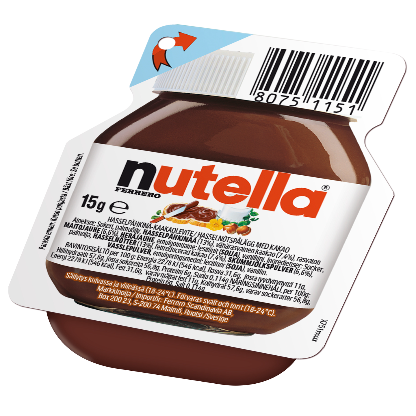 Nutella hasselpähkinä-kaakaolevite 15g