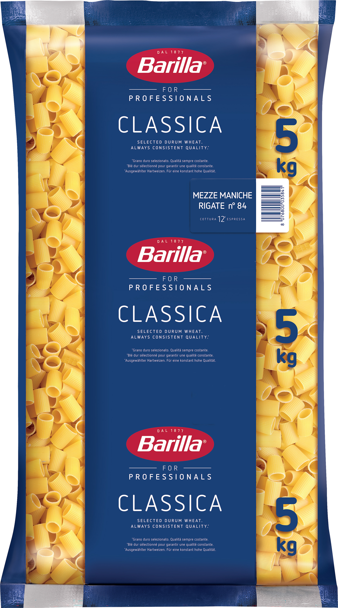 Barilla mezze maniche rigate pasta 5kg