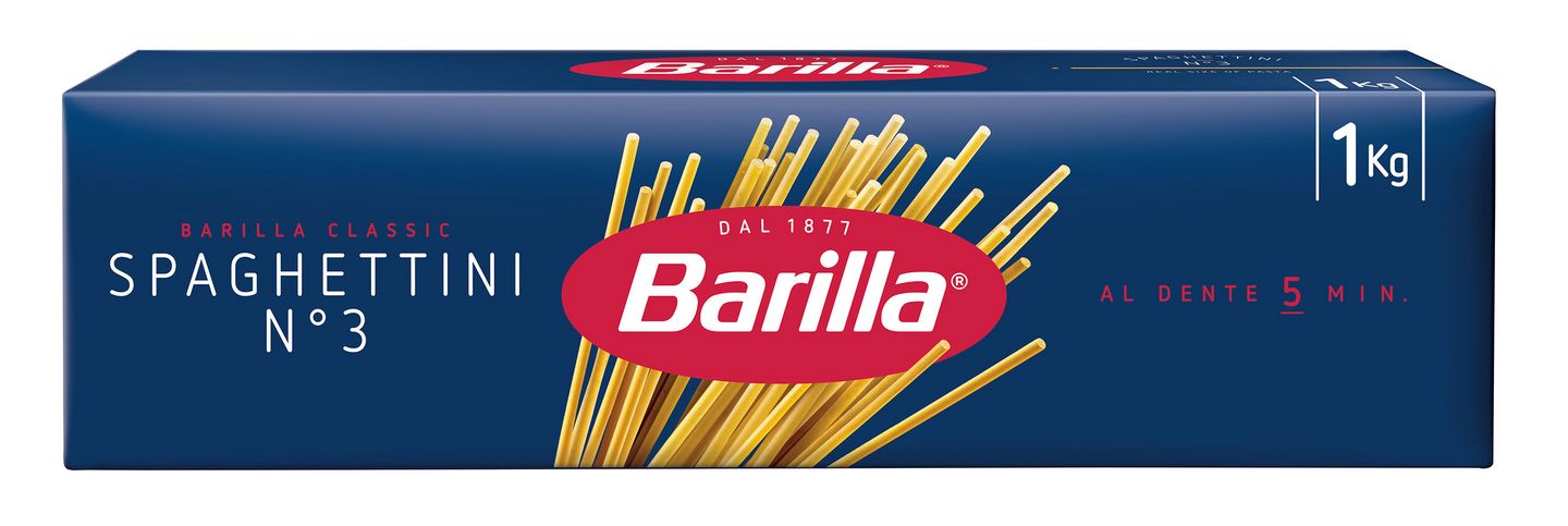 Barilla Spaghettini n.3 durumvehnästä valmistettu pasta 1kg