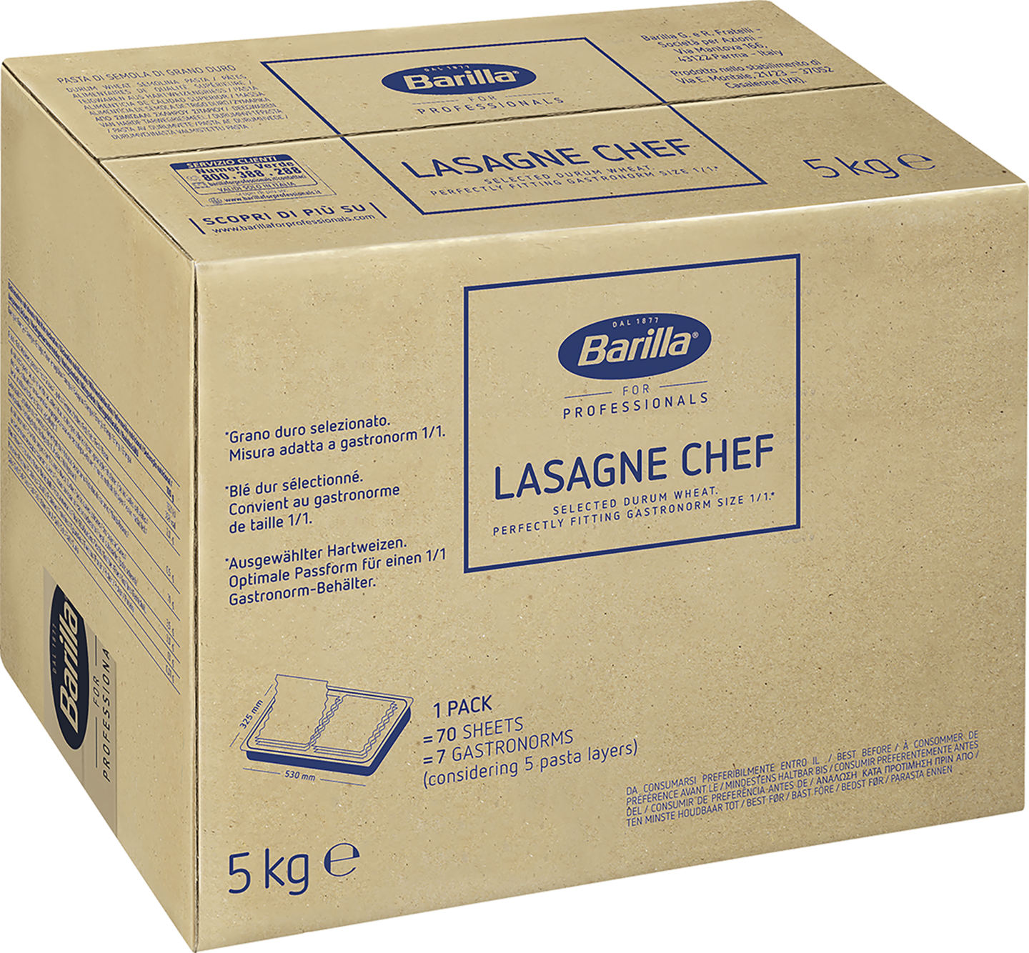 Barilla lasagne 1/2 GN 5kg