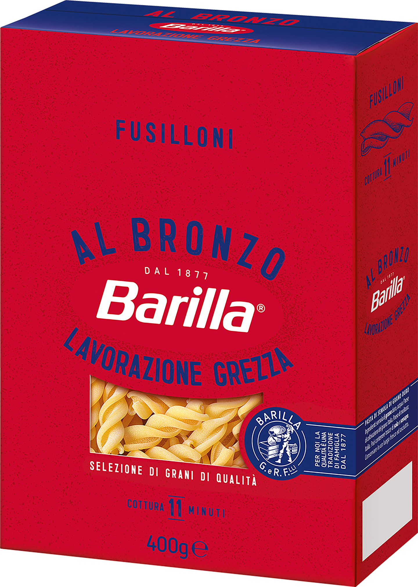 Barilla Al Bronzo Fusilloni durumvehnästä valmistettu pasta 400g